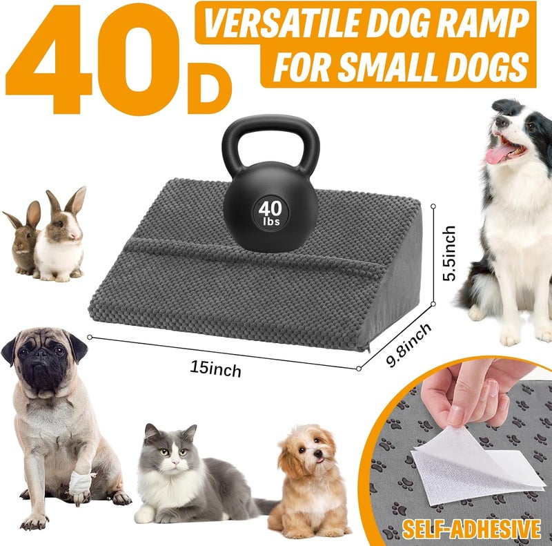 INRLKIT 40D Density Foam Dog Ramp with Anti-Slip Bump for Stairs Suits for Small Dogs Cats, Pet Ramp Steps Stairs for Staircase Indoor with Self-Sticky Pads to Fix(6Pack, Gray) - Image 2